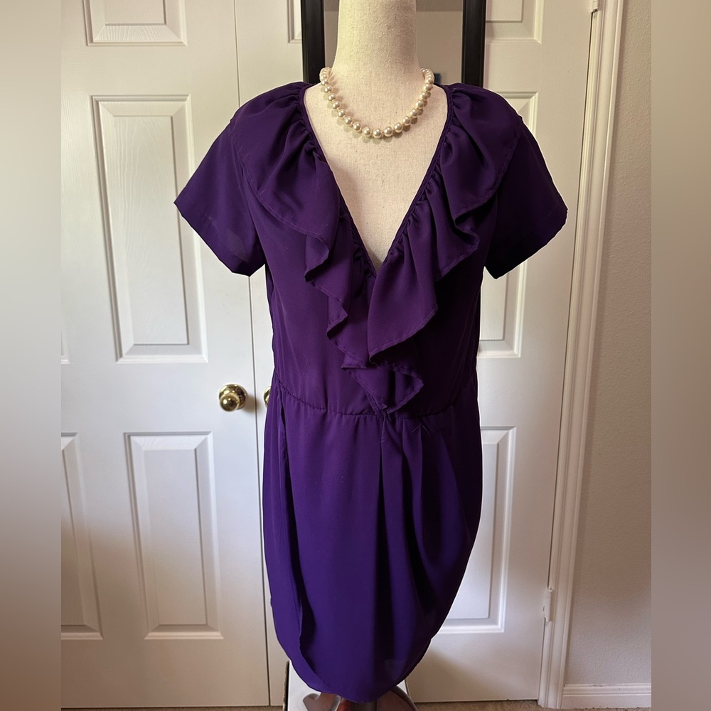 Saks Fifth Avenue | Sheath Ruffle V-Neck Cocktail dress | Color: purple